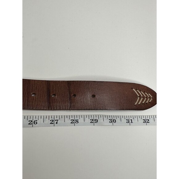 Vintage Brown Leather Belt With Embroidered Arrows & Silver Buckle Size S - Picture 8 of 12